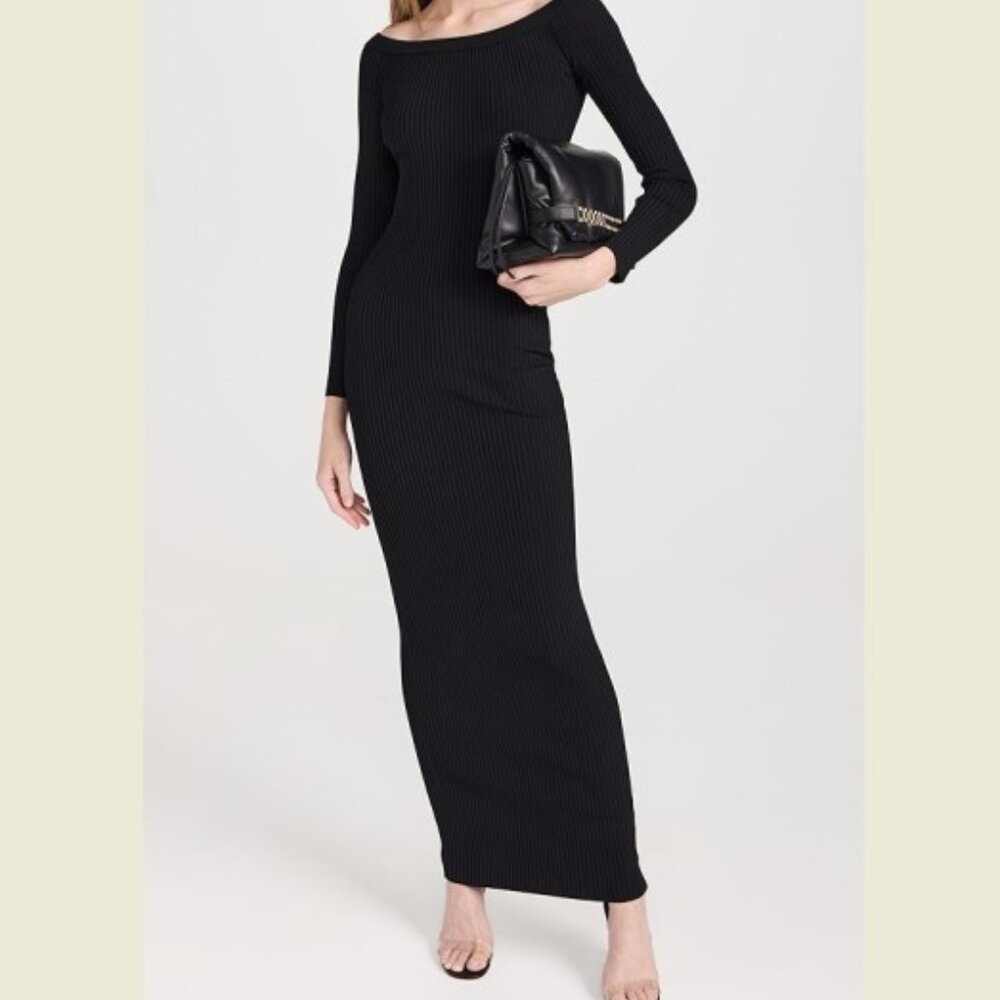 Good American Stretch Rib Off Shoulder Maxi Dress